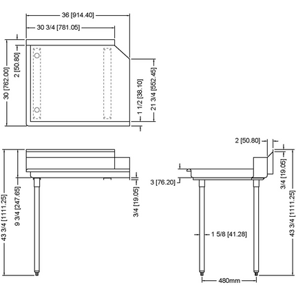 Commercial Stainless Steel Pass Through Dishwasher Table Left 914mm Width |  Cdt36 L