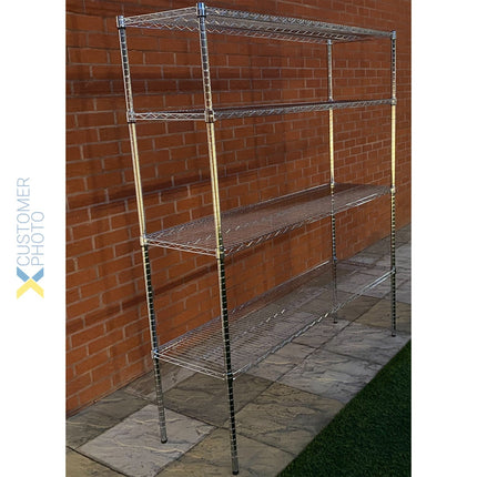 Commercial Shelving Unit 4 Tier 1000kg Width 1500mm Depth 450mm Chrome Wire |  Cr15045180 A4