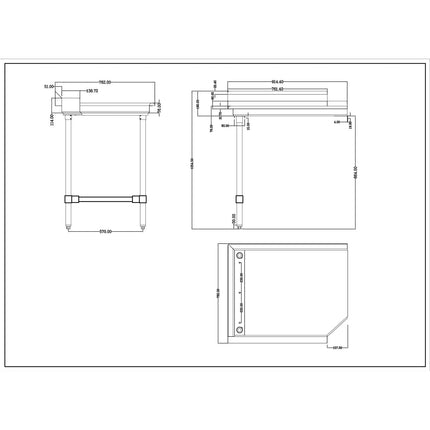 Commercial Stainless Steel Pass Through Dishwasher Table Left 914mm Width |  Dcot3036 Left