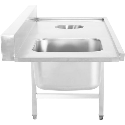 Loading Table Right Side 1400x650x850mm With Sink With Waste Hole With Splashback Stainless Steel |  Dwitc1465 L