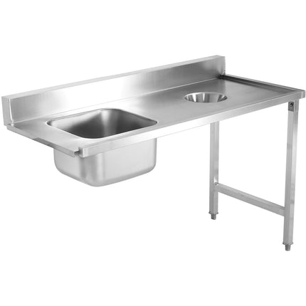 Loading Table Reft Side Stainless Steel With Sink &Amp; Waste Hole &Amp; Splashback 1400x650x850mm | Dwitc1465 R