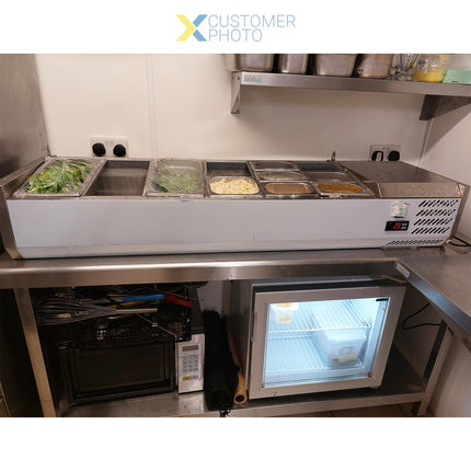 Refrigerated Servery Prep Top 1400mm 6x Gn1/3 Depth 380mm Stainless Steel Lid |  Thvd1400/380