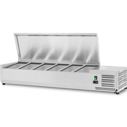 Refrigerated Servery Prep Top 1500mm 6x Gn1/3 Depth 380mm Stainless Steel Lid | Vrx1500/380 Ss