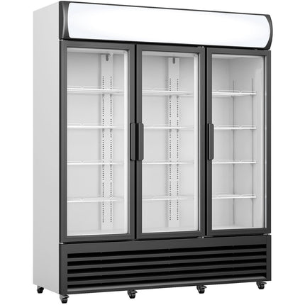Commercial Triple Bottle Cooler Upright 1065 Litres Fan Assisted Cooling Hinged Doors Black&Amp;White |  Gdr666