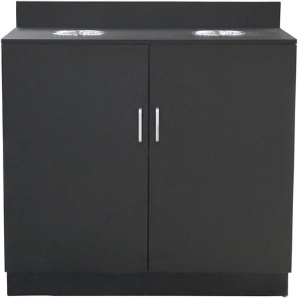 Double Waste Bin Enclosure Cabinet With Drop Hole 1138x560x1160mm Black |  Gs30200