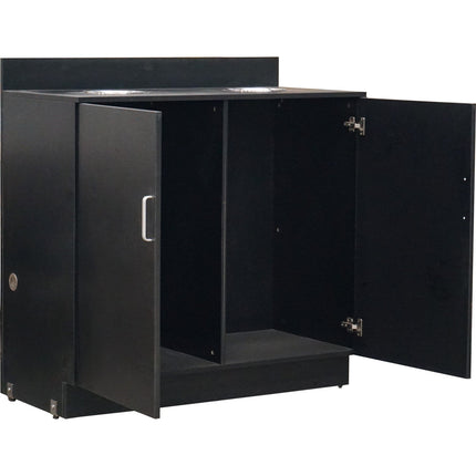 Double Waste Bin Enclosure Cabinet With Drop Hole 1138x560x1160mm Black |  Gs30200