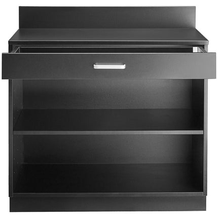 Black Waitress Station With Drawer And Adjustable Shelf 915x610x915mm |  Gsws003