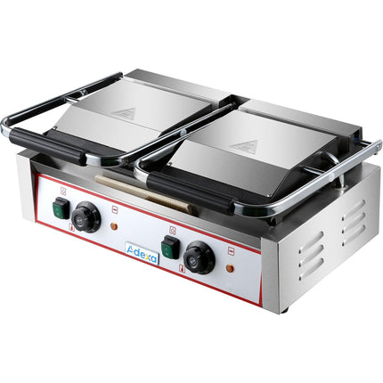 Heavy Duty Twin Panini Contact Grill Ribbed/Smooth 3.6k W Dual Zone |  Heg813 A
