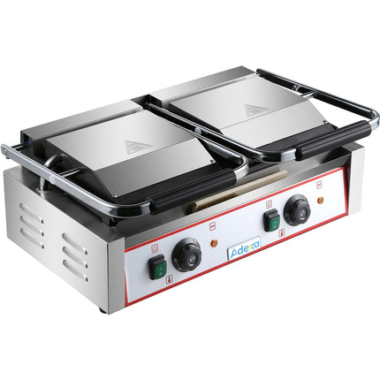 Heavy Duty Twin Panini Contact Grill Ribbed/Smooth 3.6k W Dual Zone |  Heg813 A
