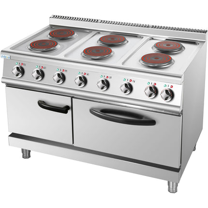 Commercial Electric Cooker 6 Burners (6x2000 W) With Electric Oven (4800 W) 1050x700x920xmm 380 V |  Hrq762 A