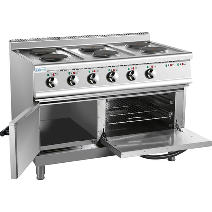 Commercial Electric Cooker 6 Burners (6x2000 W) With Electric Oven (4800 W) 1050x700x920xmm 380 V |  Hrq762 A