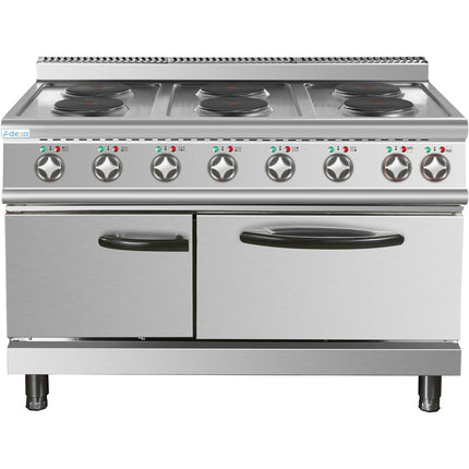 Commercial Electric Cooker 6 Burners (6x2000 W) With Electric Oven (4800 W) 1050x700x920xmm 380 V |  Hrq762 A