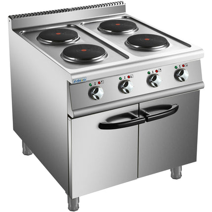 Commercial Electric Cooker 4 Burners With Cabinet Base 10.4k W 900mm Depth |  Hrq912