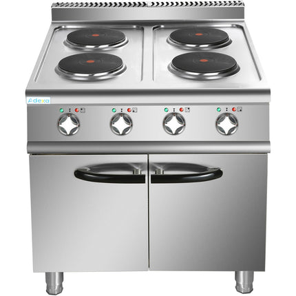 Commercial Electric Cooker 4 Burners With Cabinet Base 10.4k W 900mm Depth |  Hrq912