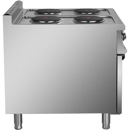 Commercial Electric Cooker 4 Burners With Cabinet Base 10.4k W 900mm Depth |  Hrq912