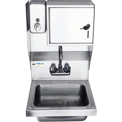Wall Mounted Hand Sink With Faucet &Amp; Automatic Soap Dispenser &Amp; Paper Towel Dispenser Side Splash Stainless Steel |  Hs17 Sdtd