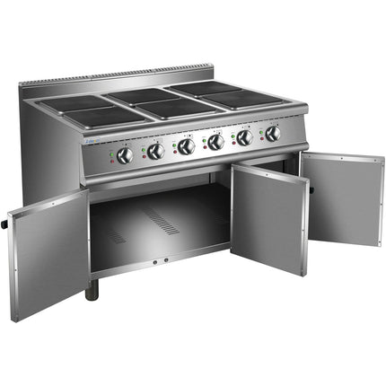 Commercial Electric Cooker 6 Square Burners With Cabinet Base 900mm Depth |  Hsq962 C