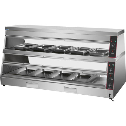 Commercial Two Tier Heated Showcase Food And Chicken Warmer 1500x760x860mm Countertop Dry Heat And Wet Heat |  Hw6 Pa