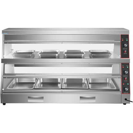 Commercial Two Tier Heated Showcase Food And Chicken Warmer 1500x760x860mm Countertop Dry Heat And Wet Heat |  Hw6 P