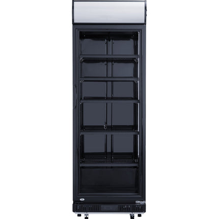 Commercial Drink Cooler Upright 402 Litres Dynamic Cooling Hinged Glass Door Black Canopy Light |  Lg402 Dfblack