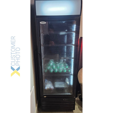 Commercial Drink Cooler Upright 332 Litres Static Cooling Hinged Glass Door Black Canopy Light |  Lg332 Bblack