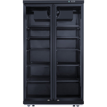 Commercial Bottle Cooler Upright 773 Litres Fan Cooling Twin Hinged Doors Black |  Lg805 Ablack