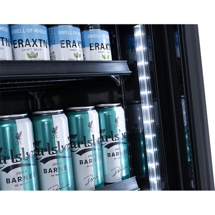Commercial Bottle Cooler Upright 773 Litres Fan Cooling Twin Hinged Doors Black |  Lg805 Ablack