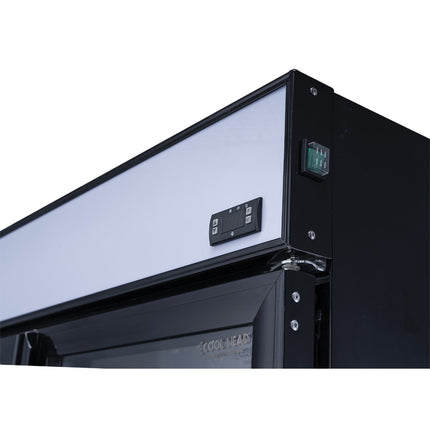 Commercial Bottle Cooler Upright 773 Litres Fan Cooling Twin Hinged Doors Black Canopy Light |  Lg805 Bblack