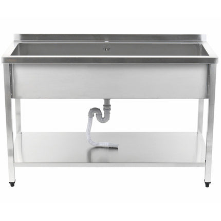 Commercial Pot Wash Sink Stainless Steel 1 Bowl Splashback Bottom Shelf 1800x700x900mm Square Legs |  Psa18070 U