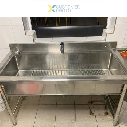 Commercial Pot Wash Sink Stainless Steel 1 Bowl Splashback 1500x700x900mm Round Legs | Psr15070