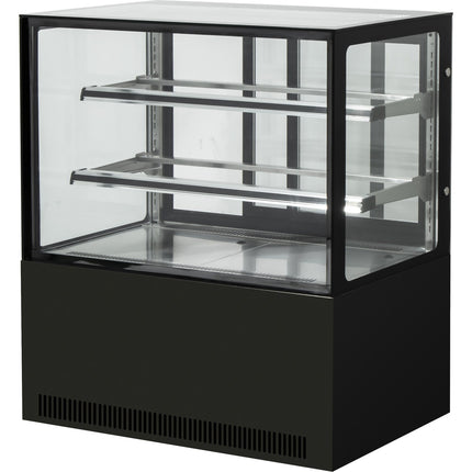 Cake Counter Straight Front 1500x730x1200mm 2 Shelves Black Base Led |  Gn1500 R2 Black
