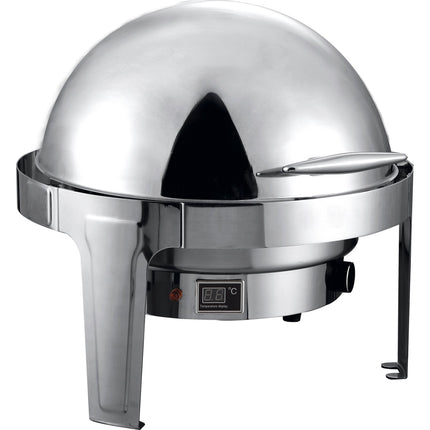 Roll Top Chafer Electric Heating Round Stainless Steel Mirror Polish 6 Litres |  Ra2101 Be