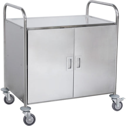 Commercial Serving/Service/Clearing Trolley With Cabinet &Amp; Doors Stainless Steel 3 Tier 860x540x940mm |  Rst3 Ad