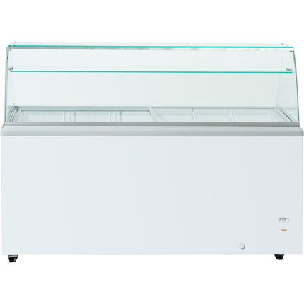 Commercial Display Chest Freezer Curved Sliding Glass Lid With Glass Canopy 453 Litres |  Sd551 S Sd551 Sglasstop