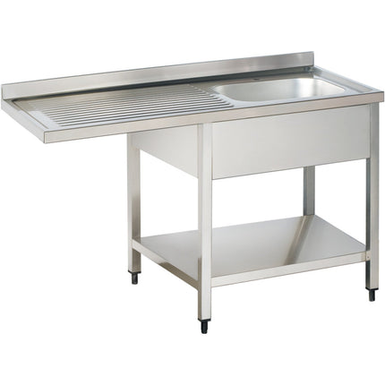 Commercial Sink For Dishwashers 1 Bowl Right Bottom Shelf Splashback 1200mm Depth 700mm |  Vsh127 Rbs