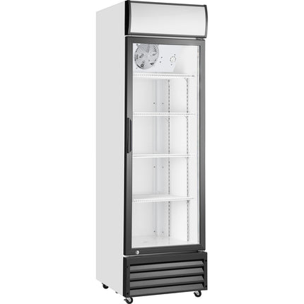Commercial Upright Beverage Bottle Cooler 210 Litres Single Hinged Glass Door Black &Amp; White 538x525x1772mm | Ssh22