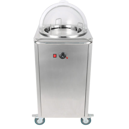 Heated Plate Dispenser Trolley Stainless Steel 12''/300mm 50 Plates With Rolltop Cover |  Tdds1 C