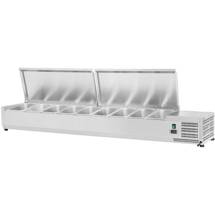 Refrigerated Servery Prep Top 1800mm 9x Gn1/4 Depth 330mm Stainless Steel Lid |  Thvd1800/330