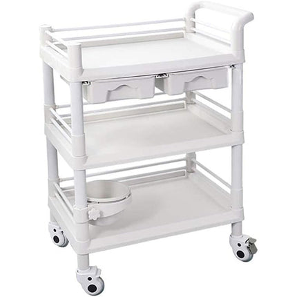 Professional 3 Tier Mobile Medical Trolley 2 Drawers Abs 750x530x980mm |  Wh3 Lt7553 D2