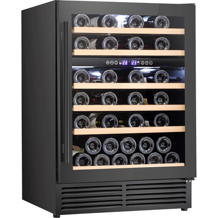 Commercial Wine Cooler 6 Shelves 138 Litres 46 Bottles Dual Temperature Zones Compressor Cooling 595x575x820mm Black |  Yc150 Bg