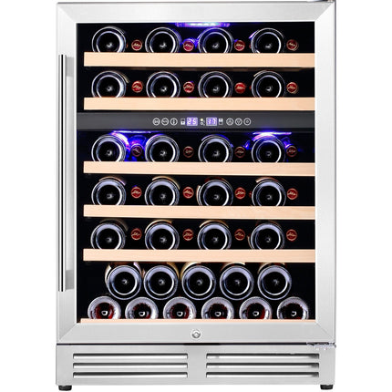 Commercial Wine Cooler 6 Shelves 138 Litres 46 Bottles Dual Temperature Zones Compressor Cooling 595x575x820mm Stainless Steel |  Yc150 Bs