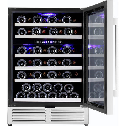 Commercial Wine Cooler 6 Shelves 138 Litres 46 Bottles Dual Temperature Zones Compressor Cooling 595x575x820mm Stainless Steel |  Yc150 Bs