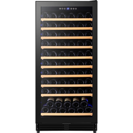 Commercial Wine Cooler 10 Shelves 285 Litres 110 Bottles Single Temperature Zone Compressor Cooling 598x690x1300mm Black |  Yc298 Ag