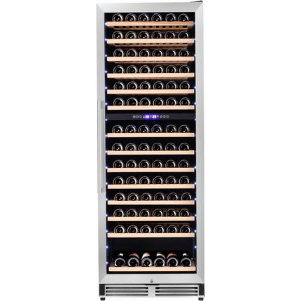 Commercial Wine Cooler 14 Shelves 393 Litres 154 Bottles Dual Temperature Zones Compressor Cooling 598x690x1700mm Stainless Steel |  Yc408 Bs
