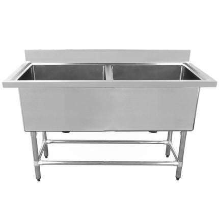 Commercial Pot Wash Sink Stainless Steel 2 Bowl 1410x600x900mm Round Legs |  Ysa260141201
