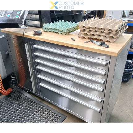 Professional Stainless Steel Rolling Tool Cabinet 1 Door 6 Drawers 1355x482x880mm |  482038 As