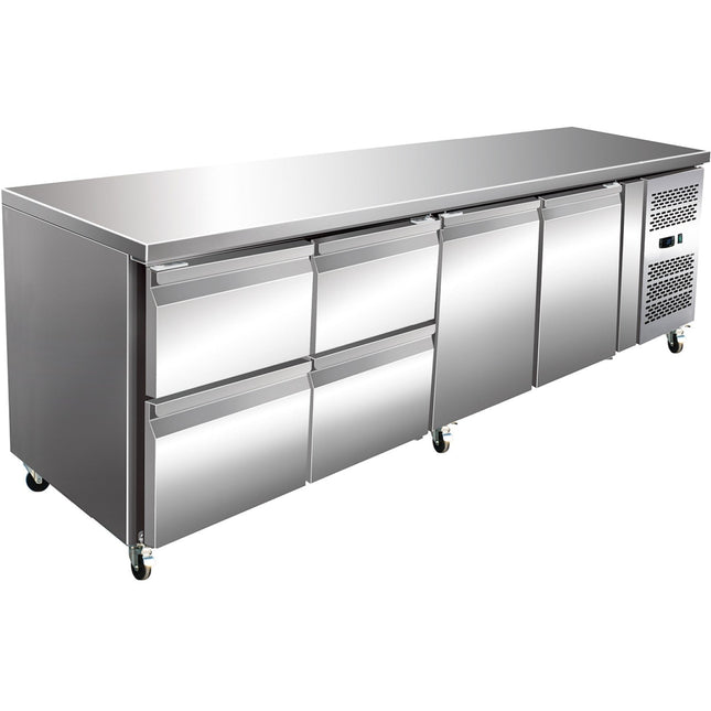 Commercial Refrigerated Counter 2 Doors 4 Drawers Depth 700mm |  Jtgn4140 Tn
