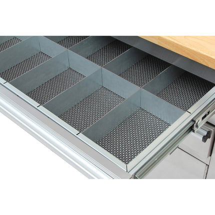 Heavy Duty Steel Rolling Tool Chest With Wooden Worktop 6 Drawers 1 Double Door Side Cabinet 1674x489x907mm Stainless Steel | 602038 Asilver