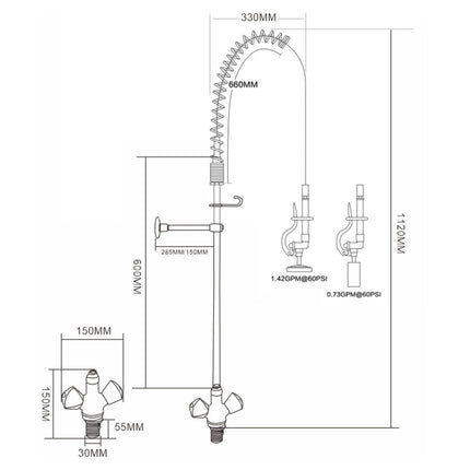 Standard Pre Rinser With Compression Cartridge And Rotary Handle Chrome Plated Brass | 6902 A