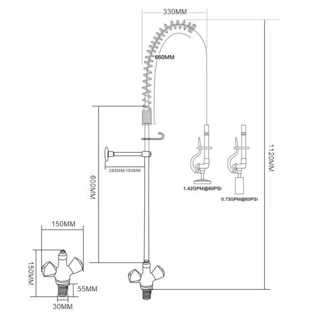 Standard Pre Rinser With Compression Cartridge And Rotary Handle Chrome Plated Brass | 6902 A